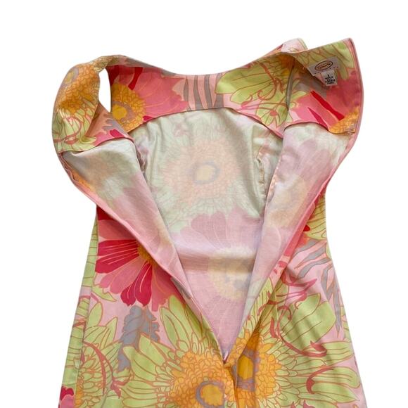 Talbots Cotton Yellow Pink Gray Floral Sleeveless Sheath Dress, Size 2P - Picture 5 of 11